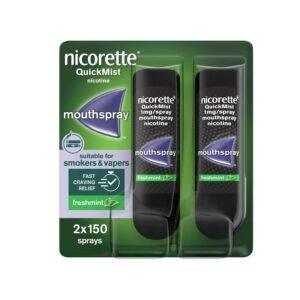 Nicorette QuickMist Mouthspray, Freshmint (2 x 150 Sprays) Smoking or Vaping Cessation Aid